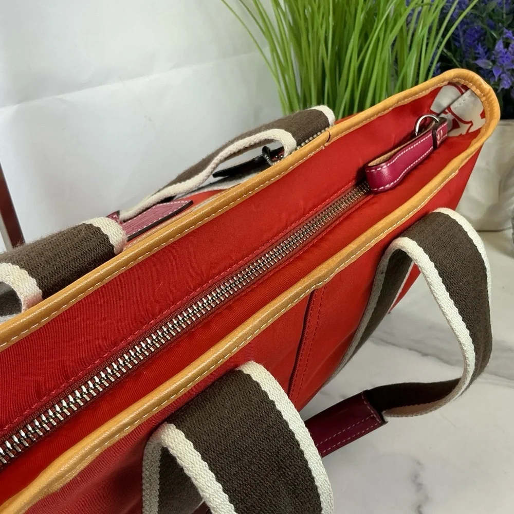 Coach Hampton Vintage‎ Nylon Vibrant Red Orange Tote Bag